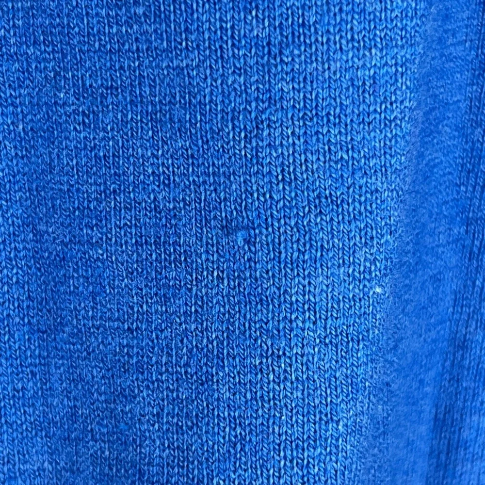 J.Crew V-Neck Sweater Mens Medium Blue Solid Cotton Cashmere Blend Pullover Knit